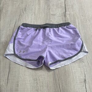 Under Armour Girls Lavender Athletic Shorts with Gray Trim